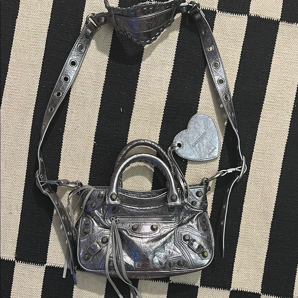 Balenciaga Neo Cagole Small Tote Bag Metallic Silver NWT